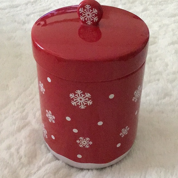 Holiday | New Redwhite Snowflake Cookie Jar With Lid | Poshmark